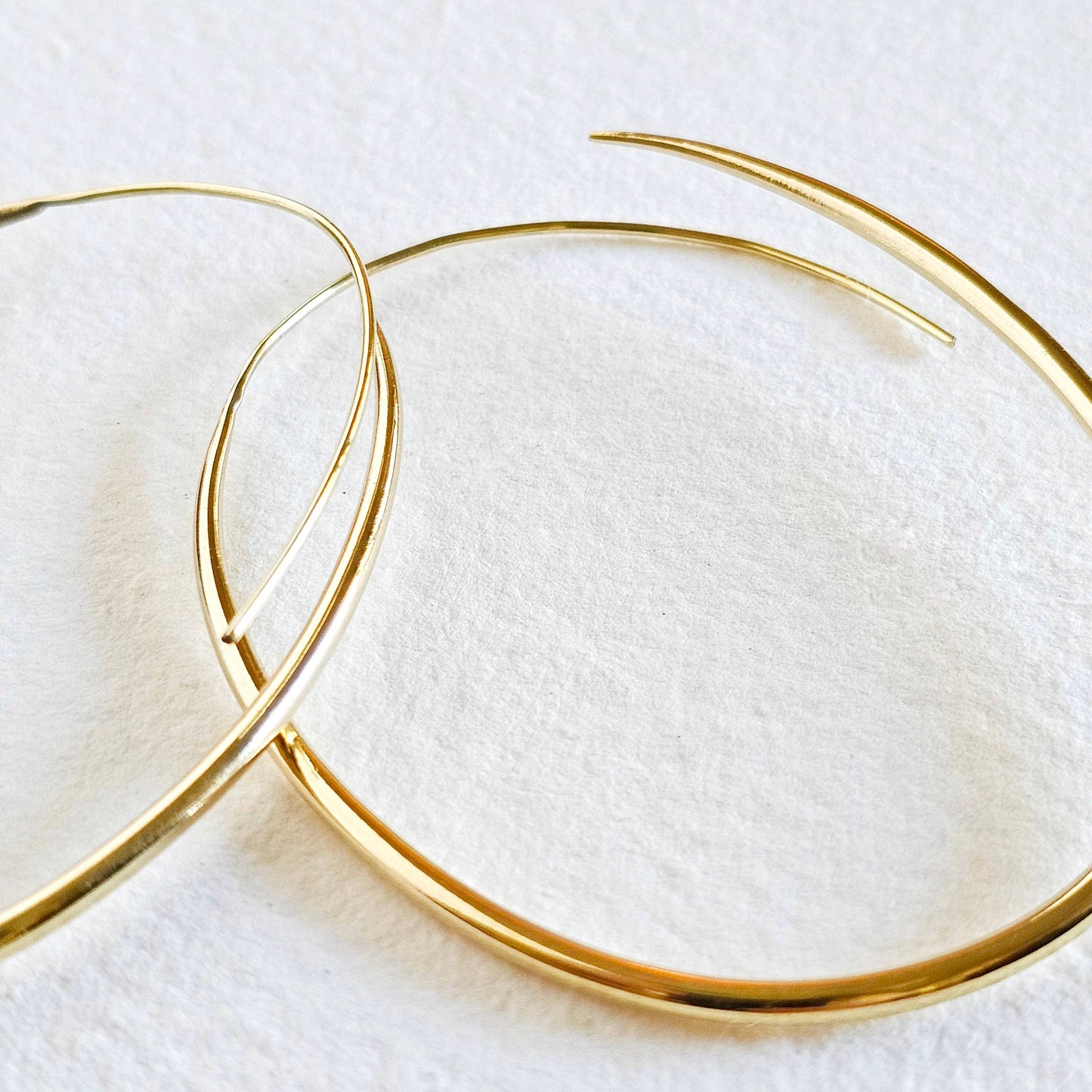 Brass hoops big light thread oval earrings handmade