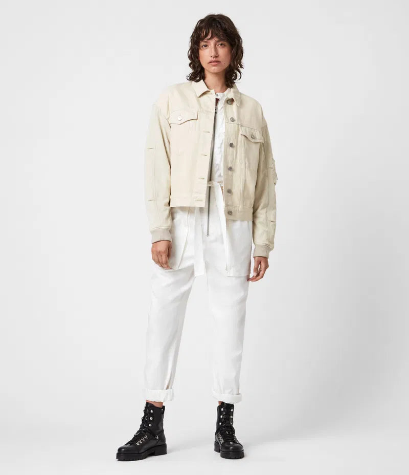 ALLSAINTS Button Front Jacket in Cream